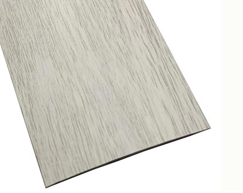 Striscia di transizione per pavimenti, autoadesiva, in PVC, 1 m x 5 cm, profilo piatto laminato, bordo bordo, colore bianco venatura del legno