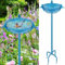 FaloStwer Metall Vogelbad Garten für Wildvögel Wassertränke Mit 3 Vogelskulpturen, Vogeltränke Futter Schale Wasserstelle Stehend, Vogelbad Futterstelle für das Blumenbeet oder (Retro Blau)