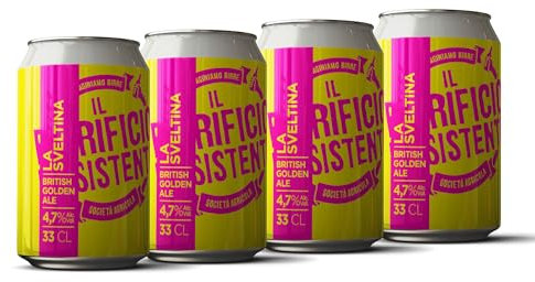 La Sveltina, Birra Artigianale da Orzo 100% italiano, Birra in Lattina non filtrata, British Golden Ale (4 Lattine)