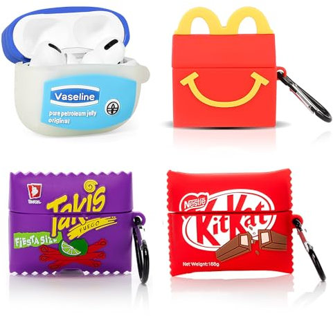 (4 Packung) Hülle für AirPods Pro 2nd/1st Erzeugung Ohrhörer(2022/2019), XMBYGY Silikon Aufladung Fall Schutz Abdeckungen mit Niedlich Cartoon Haut Design für AirPods Pro 1/2