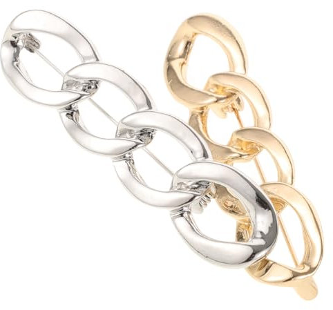 AOKWAWALIY 2 Pcs Foulard En Soie Anneau Clip Chaîne T-Shirt Pinces À Cravate Clip En Métal Boucle Vêtements Anneau Support Châle Écharpes Boucle Pour Femmes Fille Vêtements Bijoux Doré Et