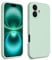 CALOOP Slim-Fit for iPhone 16 Case,Skin Soft Liquid Silicone,Sturdy Hard Frame Shockproof Cover with Anti-Scratch Microfiber Lining,Full Protection for Screen and Lens,6.1 inch,Mint Green