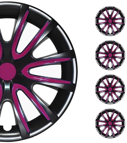 OMAC 4X Radkappen Radzierblenden Radblenden 15 Zoll Stahlfelgen Glänzend Schwarz-Lila