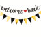 Welcome Back Deko, Golden Welcome Back Girlande Deko Vorgespanntes Welcome Home Banner Willkommen Zurück Banner für Klassenzimmer Schule Saison Familie Partei Dekoration (Schwarz)