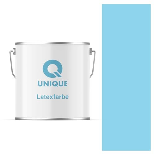 Q UNIQUE Latexfarbe 5L (ca.35m2) Himmelblau Innenfarbe Wandfarbe Deckenfarbe Klasse 3 Mattfarbe Scheuerfest Hohe Deckkraft