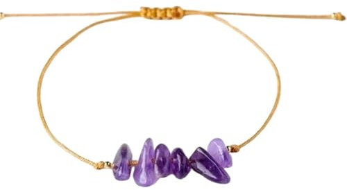 LLIMAMIA Pulseras de Piedras Naturales - Pulsera Amatista - Pulsera ajustable - Pulsera lila - Buena Energía, Protección y Suerte.