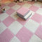 HCZKIUJY Splice ineinander greifende Schaumstoff-Puzzlematte, Plüsch-Schaumstoff-Bodenmattenfliesen, 10 Stück, quadratische ineinander greifende Teppichfliesen, Flächenteppiche, f,Pink+white-1cm