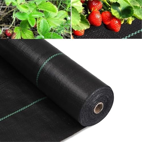 MLZPU Toiles de Paillage 1m x 25m, Geotextile, Toile Anti Mauvaises Herbes Jardin, Bache Noire Agricole, Barriere Anti Racine, Contre Les Mauvaises Herbes, Tissu Perméable à l'eau et l'air, Anti-UV