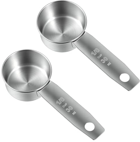 Tyqour 2 Stück Messlöffel à 30 ml (1/8 Tasse) – Messbecher aus Edelstahl