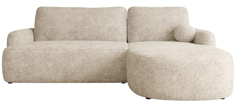 Mirjan24 Ecksofa Loridu für Wohnzimmer mit Schlaffunktion und Bettkasten, Eckcouch, L-Sofa, Polsterecke, abgerundete Kanten (Fredo 15, Seite: Rechts)