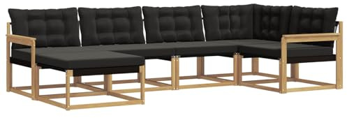 vidaXL Outdoor-Sofagarnitur mit Kissen 6 pcs Weiß und Schwarz, Garten-Sofa-Set, modernes Outdoor-Lounge, strapazierfähige Möbel, witterungsbeständiger Sitzplatz zum Entspannen