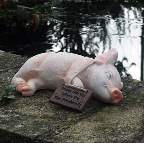 Paxton Gartenfigur Wake Me Up When It Is The Weekend, Kunstharz, 22 cm lang
