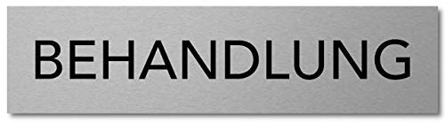 Interluxe Türschild Behandlung 200x50x3mm, Schild aus Aluminium, selbstklebendes Hinweisschild für Praxis, Physio, Wellness, Massage, Spa, Arztpraxis und Krankenhaus