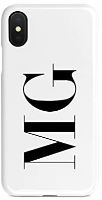 Tirita Personalised Initials Custom Hard Phone Case Compatible with iPhone Xs Max PRINTED GLITTER, NOT REAL GLITTER Fashion Stylish Monogram Black Font White