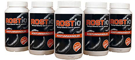 Rostio Rostumwandler & Grundierung | Hocheffektiver Rostkonverter mit Pinsel | 1 Liter (5 er Set)