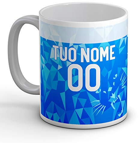 quickgadget Idea Arredo Casa Regalo Tazza Sport in Ceramica Sport per Tifoso Calcio Napoli, Personalizzato con Nome e Numero