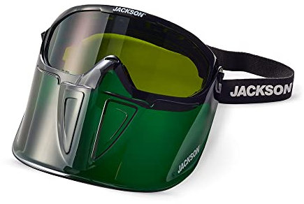 Jackson Safety Premium Safety Goggles with detachable Faceshield, Green, Shade 5 IR protective Lens, anti-fog EN 166 CE Certified 21002