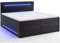 wonello Boxspringbett 180x200 mit Bettkasten und LED Beleuchtung - gemütliches Bett mit led Beleuchtung - Stauraumbett 180 x 200 cm schwarz mit Matratze und Topper