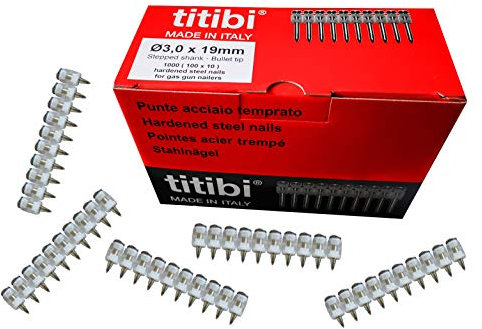 N. 1000 CHIODI TITIBI Ø3,0 X 39mm, COMPATIBILI 100% CON CHIODATRICE A GAS HILTI : GX 3, GX 100, GX 100-E, GX 120, GX 120-E (Ø 3,0 X 39)