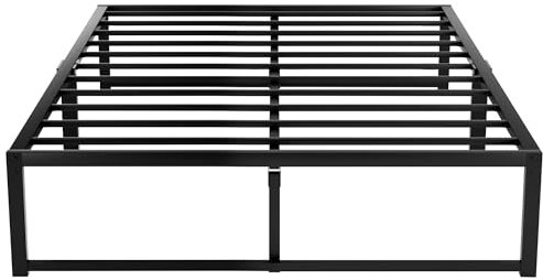 VECELO Double Bed Frame, Metal Platform/Mattress Foundation/No Box Spring Needed/Steel Slat Support, Black