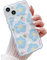 LSOUGUK Compatible with iPhone 13 Case for Women Girl,Cute Floral Flower Pattern Protection Case Fashion Slim Soft Silicone TPU Protective Shockproof Cover for iPhone 13 6.1＂-Blue