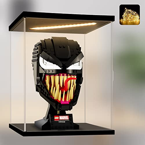Naconmlet Acryl Vitrine Schaukasten mit led,transparente Actionfiguren Vitrine mit Tür,Display Case Box für Collectibles und Sammlerobjekte(20x20x25cm)
