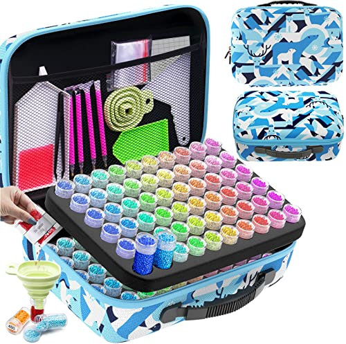 ARTDOT 5D Diamond Painting Zubehör Boxen, 120 Stück Diamant Painting Aufbewahrungsbox mit Koffer Trichter Stickers (Nordpol)
