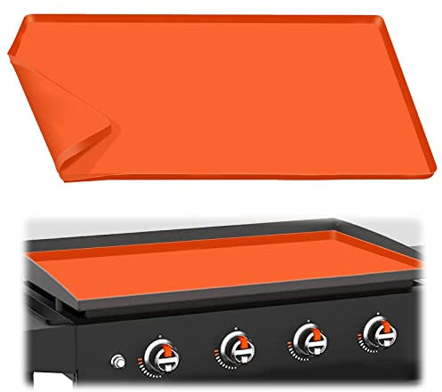 Tapis de Protection Barbecue Cuisson Induction en Silicone, Protection Barbecue Induction, Tapis BBQ Barbecue Plaque 91 x 55 x 2,5cm, Anti-adhérent et Réutilisable pour Protection de Plan de Travail