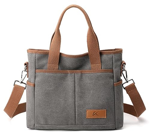 MAYMOONER Canvas Tote Bag for Women Canvas Crossbody Bag with Zipper Casual Top-handle Bag for Work Travel Daily Use