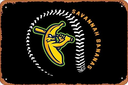 Muecddoa Vintage Blechschild Lustige Neuheit Savannah Bananas Offiziell lizenziert Baseball Heather Metall Blechschild Man Cave Humorvolle Schilder Filme Musik Bar Kunst Poster Retro Druck