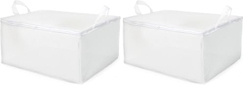 Compactor RAN2979 Aufbewahrungstasche für Bettdecken, Weiß, Polypropylen und EVA, 50 x 70 x 30 cm (Packung mit 2)