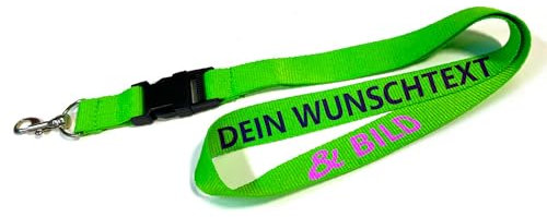 Kiwistar UG - Schlüsselband 25 mm - neongrün - bedruckt mit Ihrem eigenen Schriftzug und Foto - individuell personalisiert - Lanyards Geschenkartikel Wunschtext