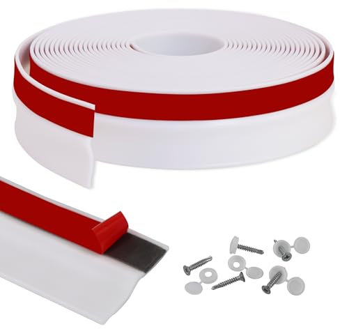 Gaahing Garage Door Top and Sides Seal Strip, Universal Weather Stripping, Self-Adhesive Weatherproofing Molding Trim with 40 Sets of Screws (White, 10m)