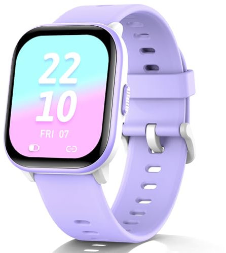 HENGTO Smartwatch pour Enfants - 20 Modes de Sport, Podomètre, Moniteur de Sommeil - Montre Sport pour Filles et Garçons - Cadeau d'Anniversaire (Violette)