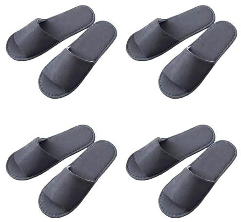 Ciabattine Spa Morbide, Pantofole Hotel, Ciabatte Ospiti, 4 Paia Pantofole in Pile Corallo Punta Chiusa Pantofole Portatili Unisex Antiscivolo per Hotel Spa Casa Viaggi (Grigio Metà Avvolte)