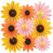 EASY JOY 9pcs Sunflower Paper Flowers Party Decoration Spring Yellow Flower Hanging Paper Fans Pink Orange Sunflower Themed Hanging Fans for Spring Baby Showers Birthdays and Summer Events