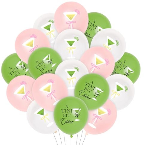 Kreatwow 45pcs Martini Birthday Balloons Decorations A Tini Bit Older Martini Party Decor Pink Green Margarita Cocktail Bow Martini Bar Weenies And Tinis Bachelorette Bridal Shower Party Supplies