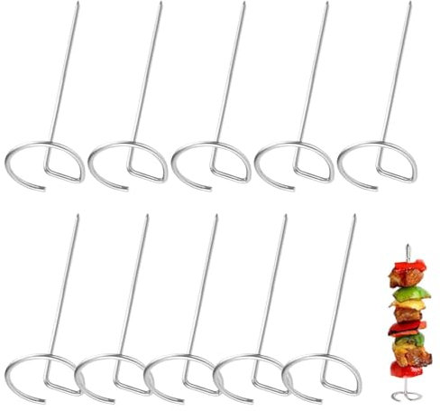 10-Pack Stainless Steel Air Fryer Skewers – Reusable Food-Grade Skewers for Kebabs, Chicken, Beef | Free-Standing Design for Oven, Camping, BBQ, Grill & Indoor/Outoor Cooking