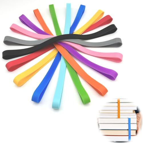 AOEVUIR 10 Pcs de Bandas de Goma Gruesas Grandes 20x0.8cm Bandas Elásticas de Goma Colores Variados Para Oficina Hogar y Escuela