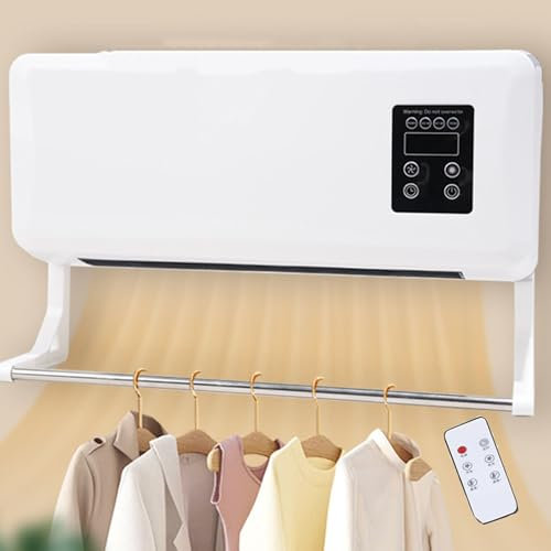 WuDLi 2 In 1 Wall Mounted Air Curtain Fan, Multifuntional Wall Air Conditioner Fan with Remote, Ductless Air Conditioner, Split AC/Heating System for Bedroom, Home Office, Apartment