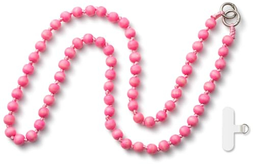 MORSUNBELA Handykette Perle Handyband zum Umhängen Perlenkette Rose