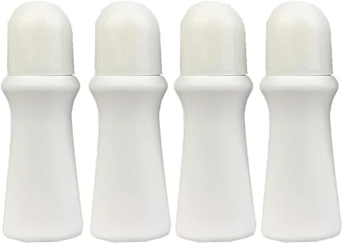 4 Pcs White 75ml Empty Refillable Roller Bottle Plastic Roll On Bottles Reusable Rollerball Bottles DIY Deodorant Containers with Roller Ball，Refillable Containers，Cosmetic