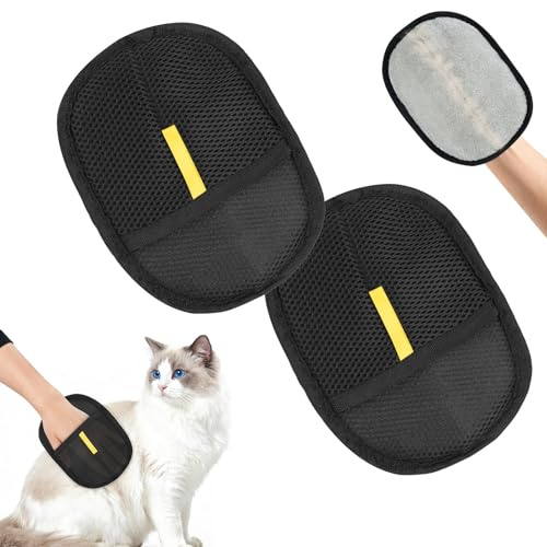 2er Fell Magnet Handschuhe, extra dick & doppelseitig für Hunde und Katzen | Tierhaarentferner Handschuhe mit starker Fellaufnahme entfernen Hunde-und Katzenhaare mühelos von Sofa,Kleidung und Teppichen