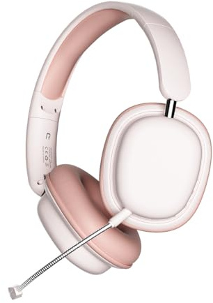 Gugxiom Kabelloses Gaming-Headset, Faltbar, Gaming-Kopfhörer mit Mikrofon BT5.3 Over-Ear-Wireless-Headset mit 3,5-mm-Anschluss für Spiele, Musik und Anrufe (PINK)