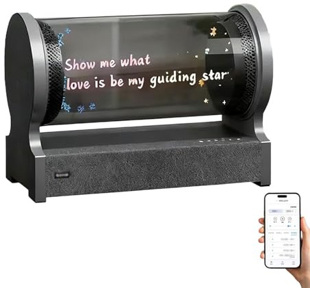 Altoparlante Bluetooth con testi olografici a 360°, altoparlante USB Hi-Fi portatile, controllo APP, angolo e luminosità regolabili dei testi, modalità di sintonizzazione multiple,