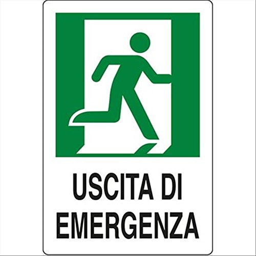 CARTELLO SEGNALETICO TARGA TABELLA PVC PLASTICA USCITA DI EMERGENZA 20X30 DESTRA