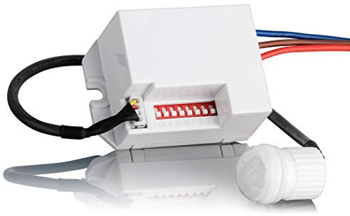 SEBSON® Mini Bewegungsmelder Innen, Unterputz Deckenmontage zum Einbauen, programmierbar, Infrarot Sensor Reichweite 6m / 360°, LED geeignet, 3-Draht Weiß