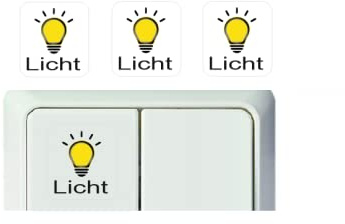 generisch 3 Stück Schalter Aufkleber Licht Symbol Schalteraufkleber (RT25/10) (15 x 15 mm)