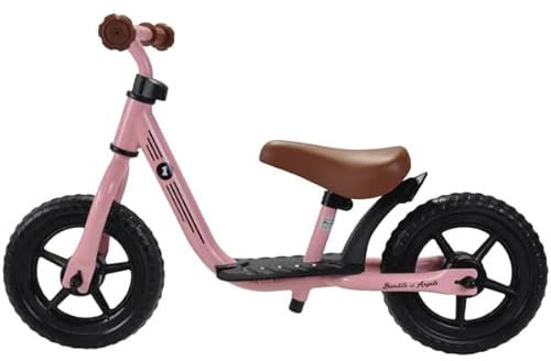 Bandits & Angels Metall-Laufrad Starter Vintage Rosa mit Trittbrett ab 2 Jahren – rosa Laufrad – Verstellbarer Sattel 29 bis 39 cm – für Jungen und Mädchen – niedriger Einstieg mit Trittbrett
