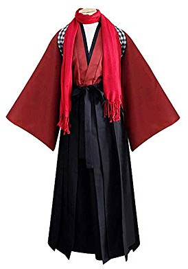 DJF Men's Kendo Hakama Aikido Japanese Samurai Costume Judo Martial Arts Uniform (Red, XL),X-Large(BB20-58AA)